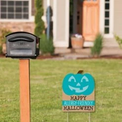 Big Dot of Happiness Teal Pumpkin - Outdoor Lawn Sign - Halloween Allergy Friendly Trick or Trinket Yard Sign - 1 Piece