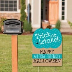 Big Dot of Happiness Teal Pumpkin - Halloween Allergy Friendly Trick or Trinket Welcome Yard Sign