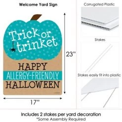 Big Dot of Happiness Teal Pumpkin - Halloween Allergy Friendly Trick or Trinket Welcome Yard Sign -Halloween Decorations Sales Store unnamed file 3095