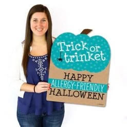 Big Dot of Happiness Teal Pumpkin - Halloween Allergy Friendly Trick or Trinket Welcome Yard Sign -Halloween Decorations Sales Store unnamed file 3096