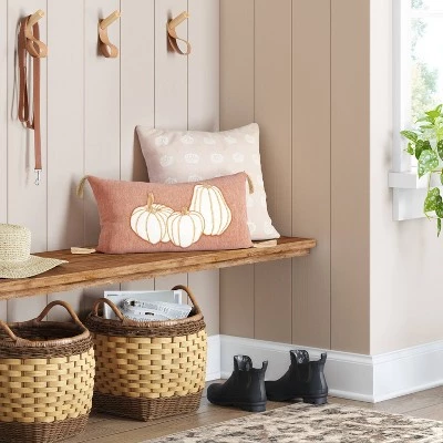 Applique Pumpkin Lumbar Throw Pillow Clay/Cream - Threshold™ 1 Applique Pumpkin Lumbar Throw Pillow Clay/Cream - Threshold™