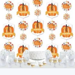 Big Dot of Happiness Fall Pumpkin - Halloween or Thanksgiving Party DIY Dangler Backdrop - Hanging Vertical Decorations - 30 Pieces