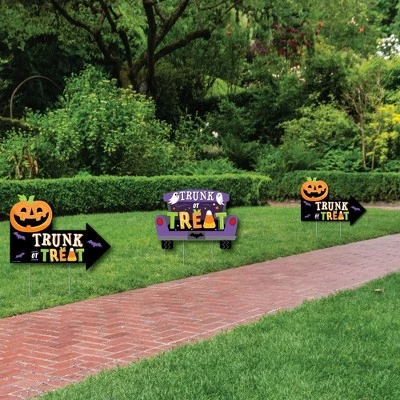 Big Dot of Happiness Trunk or Treat - Halloween Car Parade Party Yard Sign with Stakes - Double Sided Outdoor Lawn Sign - Set of 3 1 Big Dot of Happiness Trunk or Treat - Halloween Car Parade Party Yard Sign with Stakes - Double Sided Outdoor Lawn Sign - Set of 3