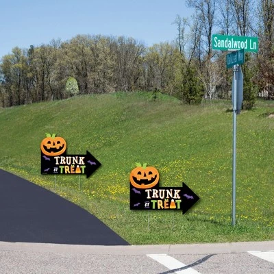 Big Dot of Happiness Trunk or Treat - Halloween Car Parade Party Yard Sign with Stakes - Double Sided Outdoor Lawn Sign - Set of 3 3 Big Dot of Happiness Trunk or Treat - Halloween Car Parade Party Yard Sign with Stakes - Double Sided Outdoor Lawn Sign - Set of 3 - Image 3
