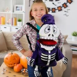 Northlight Musical Animated Skeleton Children's Halloween Trick or Treat Bag