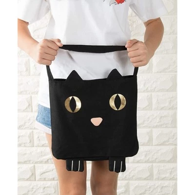 Juvale Black Cat Trick or Treat Tote Bag with Gold Foil Eyes, Halloween Party Decorations 1 Juvale Black Cat Trick or Treat Tote Bag with Gold Foil Eyes, Halloween Party Decorations