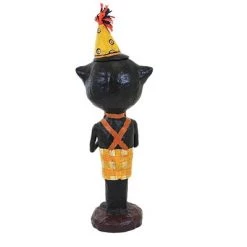 Jorge De Rojas 11.5" Smiley Puss Halloween Black Cat Pumpkin - Decorative Figurines