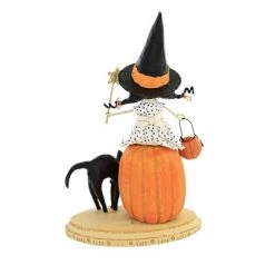 Lori Mitchell 9.5" Bewitched Halloween Black Cat Green - Decorative Figurines