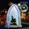 Costway 7 FT Halloween Inflatable Tombstone Yard Decoration w/Bat LED Projector