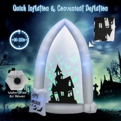 Costway 7 FT Halloween Inflatable Tombstone Yard Decoration w/Bat LED Projector -Halloween Decorations Sales Store unnamed file 3291