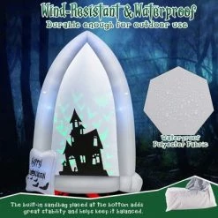 Costway 7 FT Halloween Inflatable Tombstone Yard Decoration w/Bat LED Projector -Halloween Decorations Sales Store unnamed file 3292
