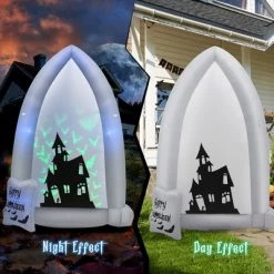 Costway 7 FT Halloween Inflatable Tombstone Yard Decoration w/Bat LED Projector -Halloween Decorations Sales Store unnamed file 3294