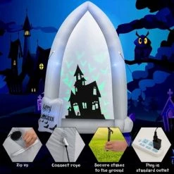 Costway 7 FT Halloween Inflatable Tombstone Yard Decoration w/Bat LED Projector -Halloween Decorations Sales Store unnamed file 3295