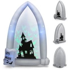 Costway 7 FT Halloween Inflatable Tombstone Yard Decoration w/Bat LED Projector -Halloween Decorations Sales Store unnamed file 3297