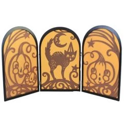 Bethany Lowe Designs Halloween 12.0" Spooky Tabletop Screen Black Cat Pumpkin - Decorative Sculptures