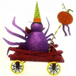 Gallerie II Halloween Booville Spider Wagon Pumpkin Glittered - Decorative Figurines