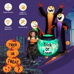 Costway 8FT Inflatable Halloween Witches Holding Cauldron Yard Decor w/ Colorful Lights -Halloween Decorations Sales Store unnamed file 3313