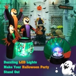 Costway 8FT Inflatable Halloween Witches Holding Cauldron Yard Decor w/ Colorful Lights -Halloween Decorations Sales Store unnamed file 3314