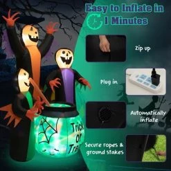 Costway 8FT Inflatable Halloween Witches Holding Cauldron Yard Decor w/ Colorful Lights -Halloween Decorations Sales Store unnamed file 3317