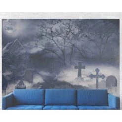 Juvale Halloween Photo Booth Backdrop, Haunted House, Party Decorations 5 x 7 ft