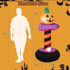 Costway 6 FT Halloween Inflatable Pumpkin Road Sign Festival Decor w/Rotating Flame Lamp -Halloween Decorations Sales Store unnamed file 3342