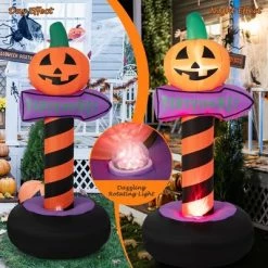 Costway 6 FT Halloween Inflatable Pumpkin Road Sign Festival Decor w/Rotating Flame Lamp -Halloween Decorations Sales Store unnamed file 3343