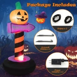 Costway 6 FT Halloween Inflatable Pumpkin Road Sign Festival Decor w/Rotating Flame Lamp -Halloween Decorations Sales Store unnamed file 3345