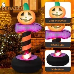 Costway 6 FT Halloween Inflatable Pumpkin Road Sign Festival Decor w/Rotating Flame Lamp -Halloween Decorations Sales Store unnamed file 3346
