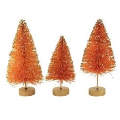 Bethany Lowe Designs Halloween 4.5" Mini Bottle Brush Tree Set Glittered - Decorative Figurines