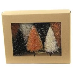 Bethany Lowe Designs Halloween 4.5" Mini Bottle Brush Tree Set Glittered - Decorative Figurines -Halloween Decorations Sales Store unnamed file 3371
