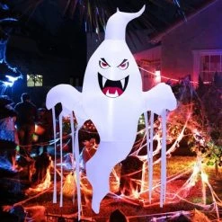 Costway 5 FT Tall Halloween Inflatable Hanging Ghost Blow-up Yard Decoration w/LED Light