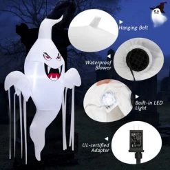 Costway 5 FT Tall Halloween Inflatable Hanging Ghost Blow-up Yard Decoration w/LED Light -Halloween Decorations Sales Store unnamed file 3395