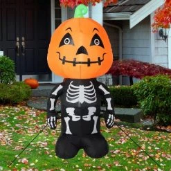 Sunnydaze Decor Sunnydaze Indoor/Outdoor Halloween Pumpkin Head Skeleton Man Inflatable Yard Decoration - 50"