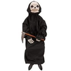 Gallerie II 42" Sitting Grim Reaper Halloween Figure - Black/Gray