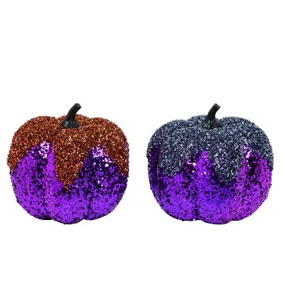 Transpac Foam 8 in. Multicolor Halloween Glitter Pumpkin Set of 2 1 Transpac Foam 8 in. Multicolor Halloween Glitter Pumpkin Set of 2