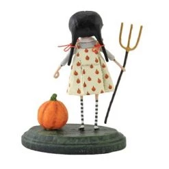 Lori Mitchell 6.5" Pru The Pumpkin Farmer Fall Halloween Thandsgiving - Decorative Figurines