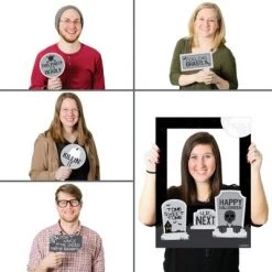 Big Dot of Happiness Graveyard Tombstones - Halloween Party Photo Booth Picture Frame and Props - Printed on Sturdy Material