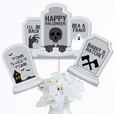 Big Dot of Happiness Graveyard Tombstones - Halloween Party Centerpiece Sticks - Table Toppers - Set of 15 1 Big Dot of Happiness Graveyard Tombstones - Halloween Party Centerpiece Sticks - Table Toppers - Set of 15