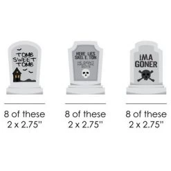 Big Dot of Happiness Graveyard Tombstones - DIY Shaped Halloween Party Cut-Outs - 24 Count