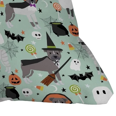 16"x16" Pet Friendly Pitbull Halloween Costumes Dogs Square Throw Pillow Green - Deny Designs 2 16"x16" Pet Friendly Pitbull Halloween Costumes Dogs Square Throw Pillow Green - Deny Designs - Image 2