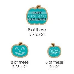 Big Dot of Happiness Teal Pumpkin - Diy Shaped Halloween Allergy Friendly Trick or Trinket Cut-Outs - 24 Count