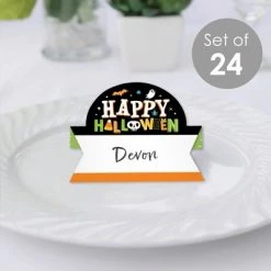 Big Dot of Happiness Jack-O'-Lantern Halloween - Kids Halloween Party Tent Buffet Card - Table Setting Name Place Cards - Set of 24