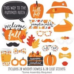 Big Dot of Happiness Fall Pumpkin - Halloween or Thanksgiving Party Photo Booth Props Kit - 20 Count