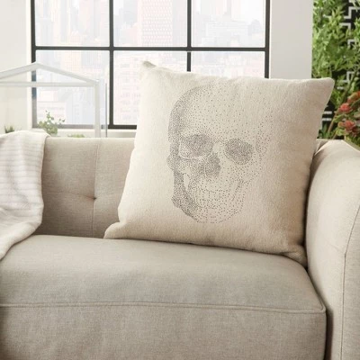 20"x20" Oversize Life Styles Printed Skull Square Throw Pillow Natural - Nourison 1 20"x20" Oversize Life Styles Printed Skull Square Throw Pillow Natural - Nourison