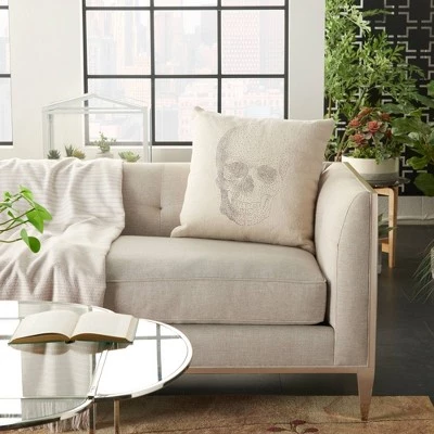 20"x20" Oversize Life Styles Printed Skull Square Throw Pillow Natural - Nourison 4 20"x20" Oversize Life Styles Printed Skull Square Throw Pillow Natural - Nourison - Image 4