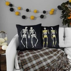 18"x18" Polly Fill Gentleman Skeletons Square Throw Pillow Black - Edie@Home -Halloween Decorations Sales Store unnamed file 3728