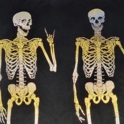 18"x18" Polly Fill Rocker Skeletons Square Throw Pillow Black/Gold - Edie@Home -Halloween Decorations Sales Store unnamed file 3732