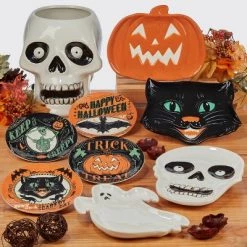 9" Earthenware Scaredy Cat 3-D Candy Plates - Certified International