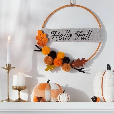 Hyde & EEK! Boutique Harvest Pom Pom "Hello Fall" Hoop Wreath - Hyde & EEK! Boutique™ 1 Hyde & EEK! Boutique Harvest Pom Pom "Hello Fall" Hoop Wreath - Hyde & EEK! Boutique™