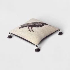Woven Raven Square Throw Pillow Black - Threshold™